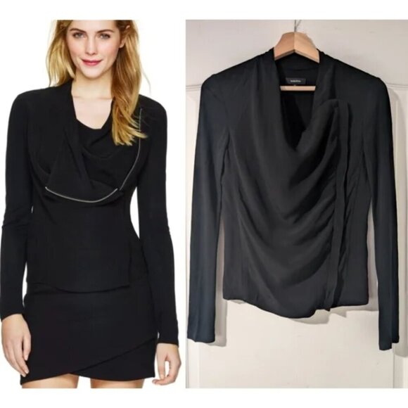 Aritzia Babaton | Oliver Draped Moto Jacket In Black - Picture 1 of 10